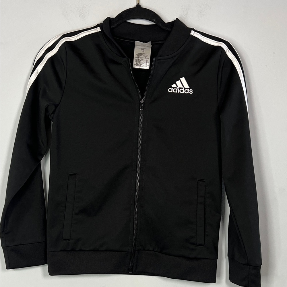 Adidas Kids‎ Black and White Classic Zip Up Track Jacket Boys Size Large
